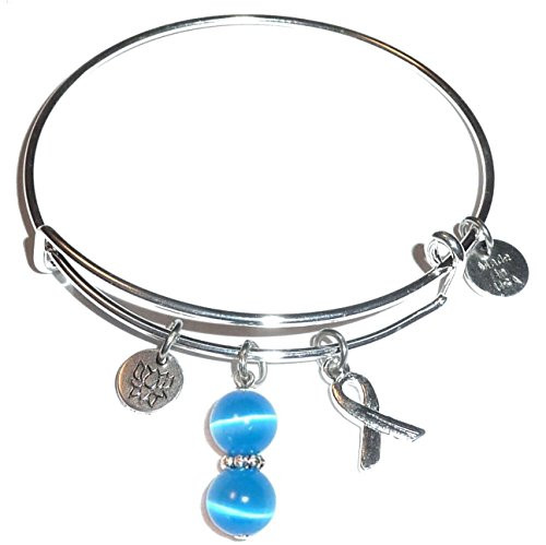 Hidden Hollow Beads Cancer Awareness  Hope for The Cure  Expandable Wire Bangle Bracelet Comes in a Gift Box  Colon Cancer  Blue Hidden Hollow Beads Cancer Awareness  Hope for The Cure  Expandable Wire Bangle Bracelet Comes in a Gift Box  Colon Cancer  Blue