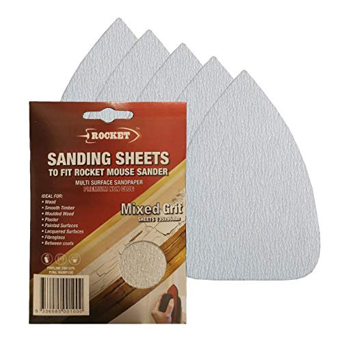 10 x Hook and Loop 135 x 95mm Mouse Sanding Sheets 80 Grit Sandpaper Pads