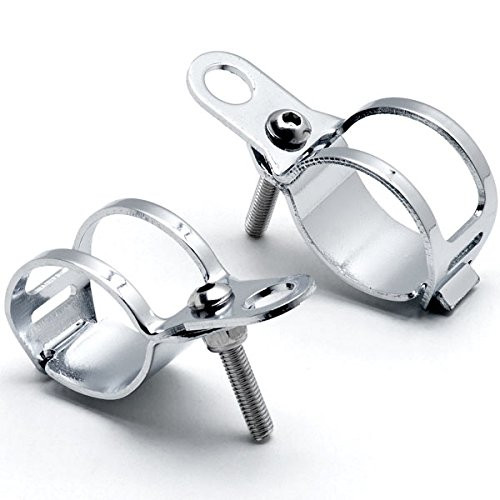 Krator Chrome Turn Signal Mount Brackets Fork Ears 30-37mm Compatible with Harley Davidson Softail Springer Heritage Classic