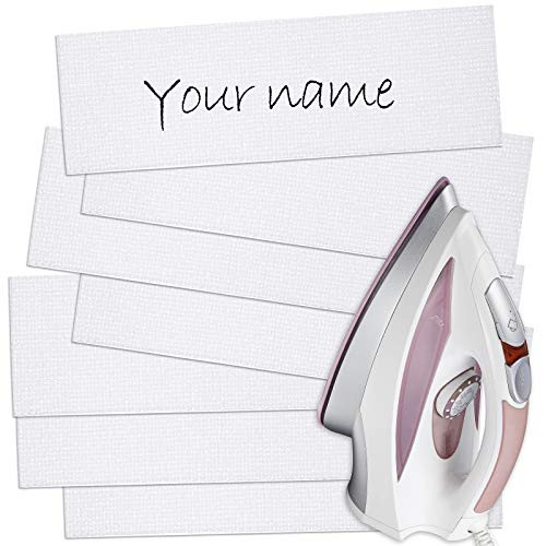 Writable Iron On Clothing Labels Pre-Cut Iron On Clothing Name Labels Tags for School Uniform College Day Care and Uniforms  300 Pieces
