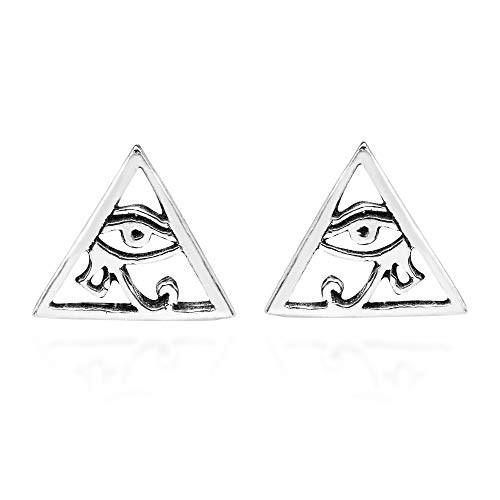 Mystical Eye of Horus in a Pyramid of .925 Sterling Silver Stud Earrings Mystical Eye of Horus in a Pyramid of .925 Sterling Silver Stud Earrings