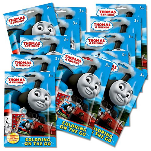 Thomas The Train Coloring Pack Party Favors in Resealable Pouches (Stickers, Crayons and Coloring Activity Book) - Set of 12