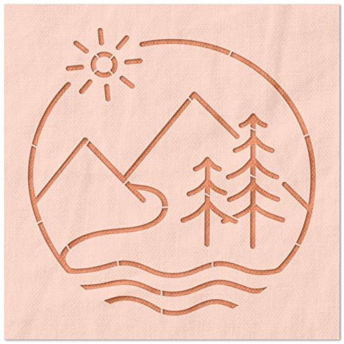 Stencil Stop Shining Mountain Lake Stencil - 14 Mil Mylar Plastic  4 x 4 inches