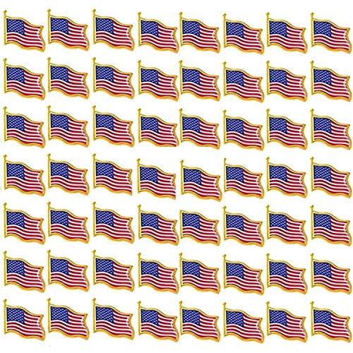 TANG SONG 50PCS American Flag Lapel Pins Metal USA Flag Lapel Pins Badge Pins Brooch for Suit Jacket