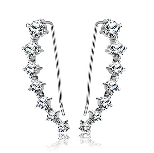 Amaer 7 Crystals Ear Cuffs Hoop Climber S925 Sterling Silver Earrings Hypoallergenic Earring Amaer 7 Crystals Ear Cuffs Hoop Climber S925 Sterling Silver Earrings Hypoallergenic Earring