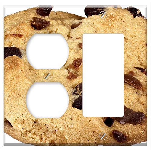 2-Gang Outlet Rocker GFCI Combination Wall Plate Cover - Cookie Chocolate Chip Cookie Snack Baked Treat