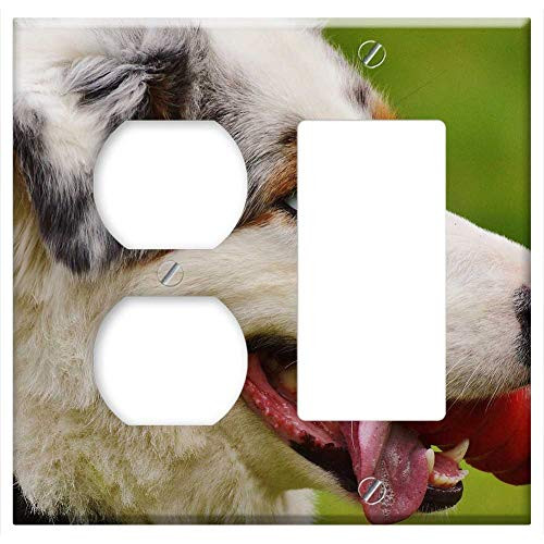 2-Gang Outlet Rocker GFCI Combination Wall Plate Cover - Dog Play Meadow Romp Toys Animal Pet Fur Cute 5