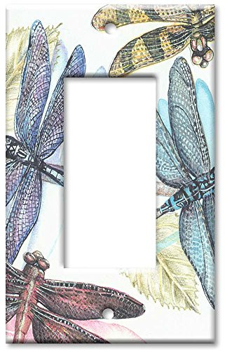 Single Gang Rocker Wall Plate - Dragonflies