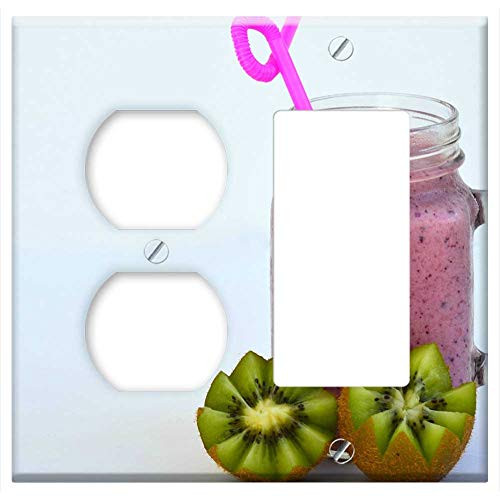 2-Gang Outlet Rocker GFCI Combination Wall Plate Cover - Drink Smoothie Food Juice Fruit Detox Organic