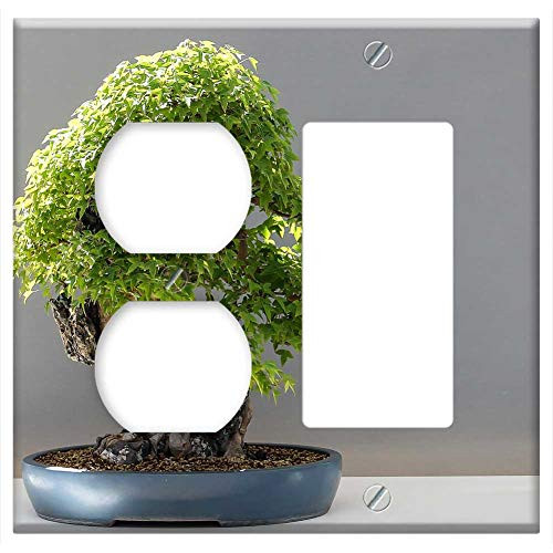2-Gang Outlet Rocker GFCI Combination Wall Plate Cover - Bonsai Maple Bonsai Haromer Maple Acer Buergerianum