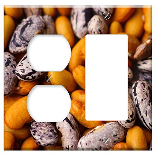 2-Gang Outlet Rocker GFCI Combination Wall Plate Cover - Beans Haricot Dry Brown Raw Uncooked Natural