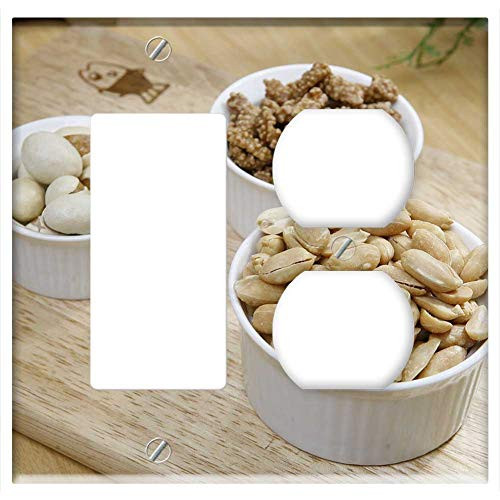 2-Gang Rocker GFCI Outlet Combination Wall Plate Cover - Peanut Coffee Peanut Glutinous Rice Peanuts