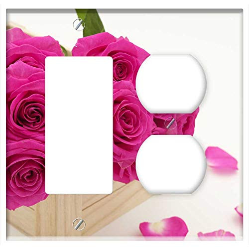 2-Gang Rocker GFCI Outlet Combination Wall Plate Cover - Bouquet Bouquet Of Roses Roses Flowers Love