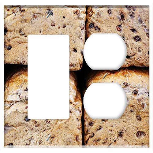 2-Gang Rocker GFCI Outlet Combination Wall Plate Cover - Bread Loaves Loaf Granary Brown Baked Crust 2-Gang Rocker GFCI Outlet Combination Wall Plate Cover - Bread Loaves Loaf Granary Brown Baked Crust