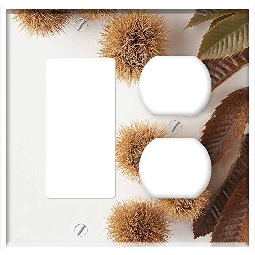 2-Gang Rocker GFCI Outlet Combination Wall Plate Cover - Sweet Chestnuts Chestnuts Nature Autumn Delicious 1