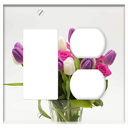 2-Gang Rocker GFCI Outlet Combination Wall Plate Cover - Bouquet Bouquet Of Roses Tulip Bouquet Roses Tulips 4