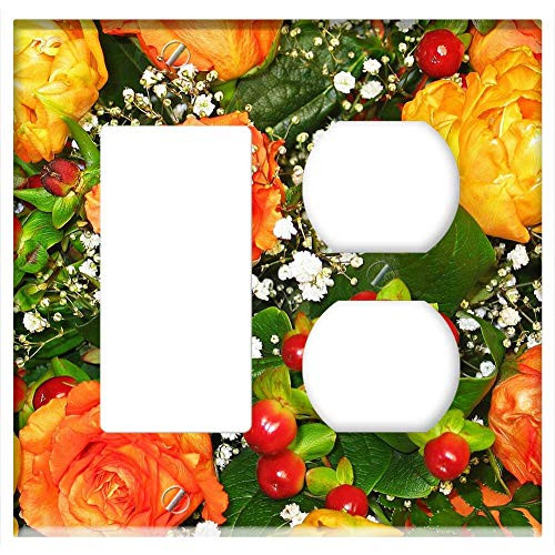 2-Gang Rocker GFCI Outlet Combination Wall Plate Cover - Bouquet Of Flowers Florist Bouquet Of Roses Bouquet
