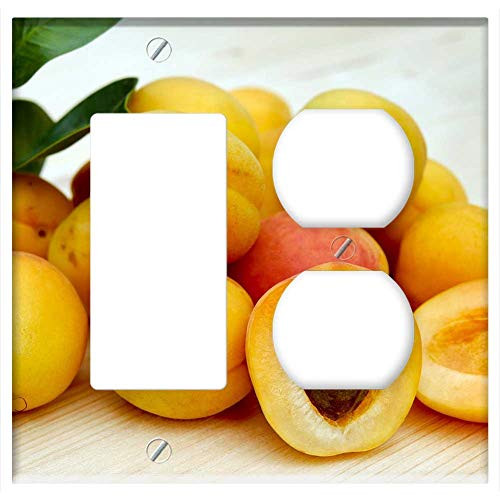 2-Gang Rocker GFCI Outlet Combination Wall Plate Cover - Apricots Sugar Apricots Fruit Fruits Sweet Frisch
