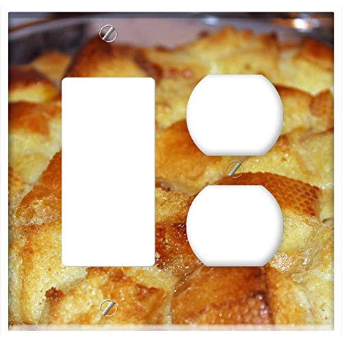 2-Gang Rocker GFCI Outlet Combination Wall Plate Cover - Bread Pudding Food Dessert Bread Pudding 2-Gang Rocker GFCI Outlet Combination Wall Plate Cover - Bread Pudding Food Dessert Bread Pudding