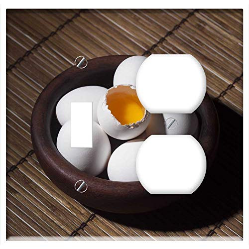 2-Gang Toggle Outlet Combination Wall Plate Cover - Eggs Food Fresh Natural Food Diet Product Symbol 2-Gang Toggle Outlet Combination Wall Plate Cover - Eggs Food Fresh Natural Food Diet Product Symbol