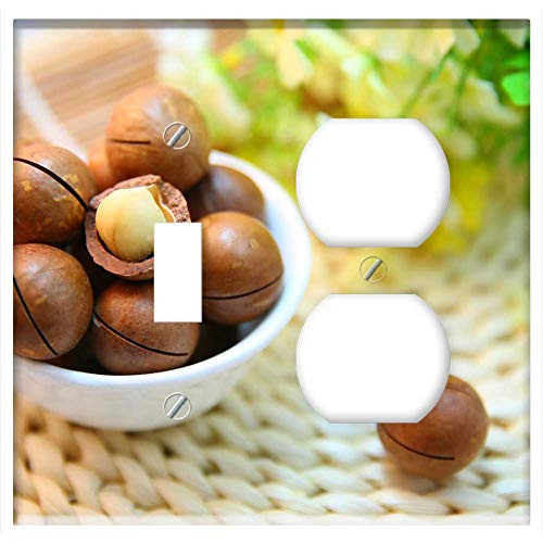 2-Gang Toggle Outlet Combination Wall Plate Cover - Macadamia Nuts Nut Protein