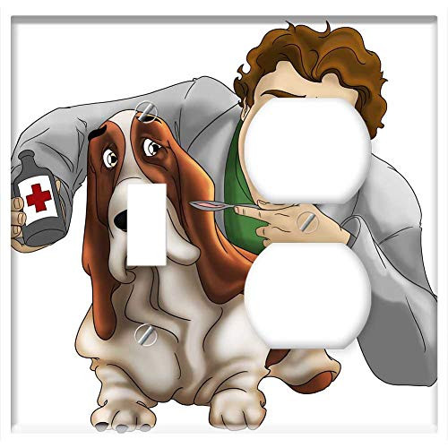 2-Gang Toggle Outlet Combination Wall Plate Cover - Veterinary Dog Care Medicine Pet