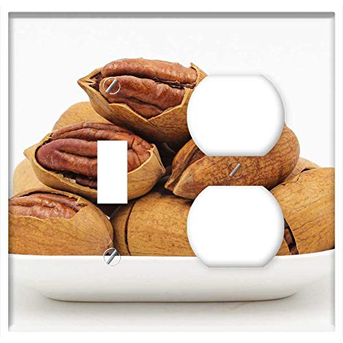 2-Gang Toggle Outlet Combination Wall Plate Cover - Pecans Nut Walnuts 2