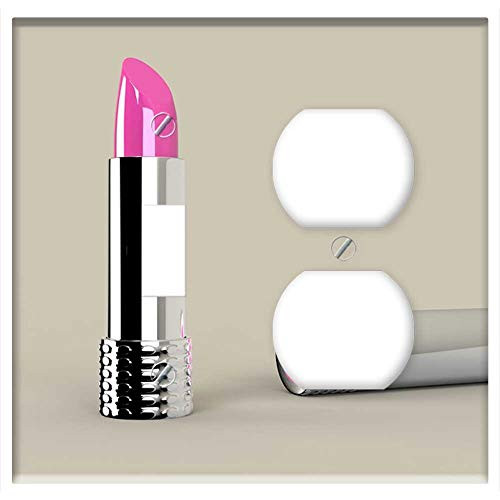 2-Gang Toggle Outlet Combination Wall Plate Cover - Lipstick Make-Up Makeup Make Up Color Female 1