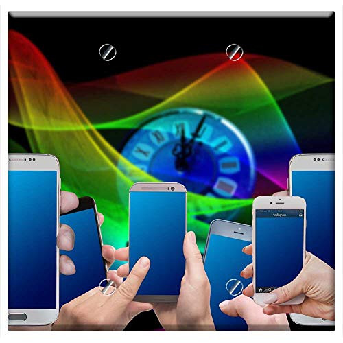 Double Blank Wall Plate Cover - New Year Day Greeting New Year Eve 2018 Clock