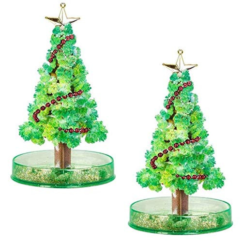 ?US in Stock?Magic Growing Crystal Christmas Tree DIY Christmas Decorations Tree Funny Educational and Party Toys Kids DIY Felt Magic Growing christmas gifts Xmas Ornaments ?2 PCS?