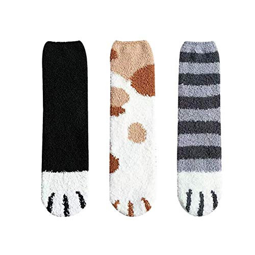 6 Pairs Women Warm Soft Plush Slipper Sock Winter Fluffy Microfiber Casual Home Sleeping Fuzzy Cozy Christmas Socks 3 Pairs Set 1  Ankle