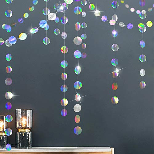Glitter Iridescent Circle Dots Garland Paper Hanging Polk Dot Streamer Party Decoration Bunting Banner Backdrop for Birthday Wedding Baby Shower Engagement Bridal Shower Party Supplies Glitter Iridescent Circle Dots Garland Paper Hanging Polk Dot Streamer Party Decoration Bunting Banner Backdrop for Birthday Wedding Baby Shower Engagement Bridal Shower Party Supplies