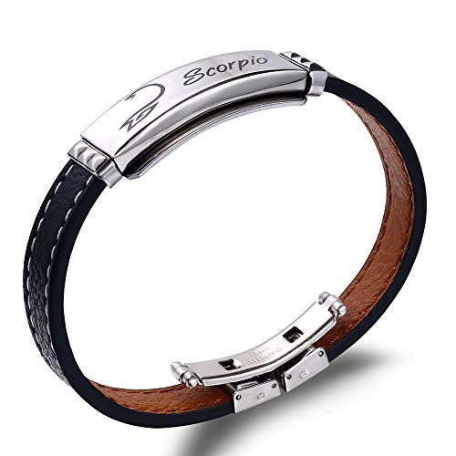 N C Leather Bracelet for Women Mens Stainless Steel Friendship Teen Girls Bracelets for Couples 12 Constellations Bracelet Jewelry  Scorpio N C Leather Bracelet for Women Mens Stainless Steel Friendship Teen Girls Bracelets for Couples 12 Constellations Bracelet Jewelry  Scorpio