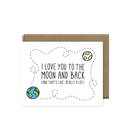 I Love You the Moon and Back Greeting Card Funny Anniversary Card for Him Funny Anniversary Card Boyfriend Husband Anniversary Gift for Him Valentines Day Card