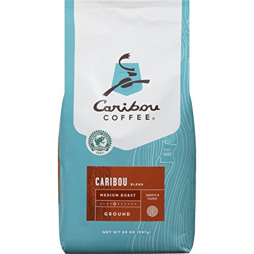 Caribou Coffee, Caribou Blend, Ground, 20 oz. bag, Smooth & Balanced Medium Roast Coffee Blend from the Americas & Indonesia, with A Rich, Syrupy Body & Clean Finish; Sustainable Sourcing
