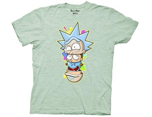 Ripple Junction Rick and Morty and Meeseeks Nesting Heads Adult T-Shirt XL Heather Light Green