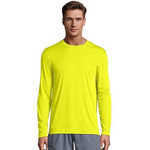 Hanes Cool DRI Performance Mens Long-Sleeve T-Shirt_Safety Green_M