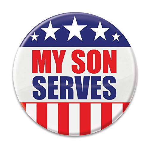 Beistle BT012 Patriotic inchMy Son Serves inch Cardstock Button Multicolor