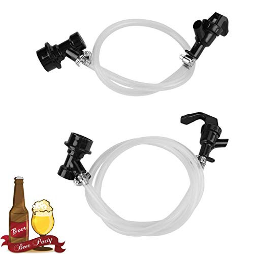 Liquid Dispensing Tube Kit for Homebrew 3ft Clear Ball Lock Beer Line 3 16 Keg Quick Disconnect Draft Beer Line Assembly with 2 Picnic Faucet  and  4 Food-Grade Hose Clamps