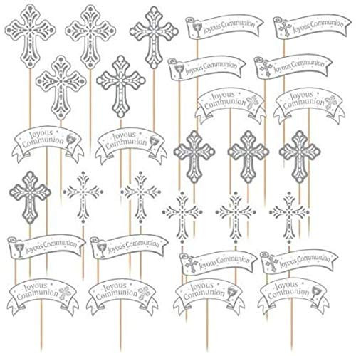 amscan Communion Silver Cupcake Picks 30 Ct.   Party Supply