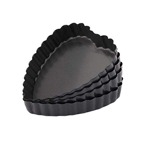 Mini Tart Pan Non-Stick Quiche Pan with Removable Bottom Tart Pan for Pies Quiche Bakeware Muffin Molds Cake Baking Kitchen  Heart-Shaped4PCS