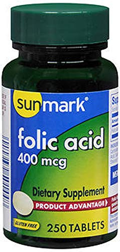 Sunmark Folic Acid 400 mcg Tablets - 250 ct Pack of 2