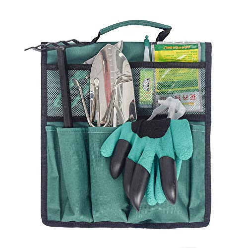 Doneioe Garden Kneeler Tool Bag with Handle Pockets Foldable  and  Portable Tool Pouch Oxford Gardening Tools H-anging Storage Bag Organizer
