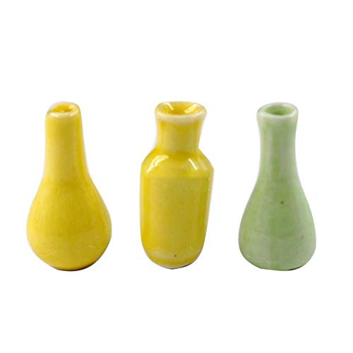 LOadSEcr Dollhouse Miniature Dollhouse Accessories Mini Things 2 3Pcs Mini Ceramic Porcelain Vases Flower Pots for 1 12 Dollhouse A