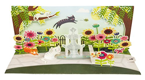 Up With Paper Pop-Up Panoramics Greeting Card - Garden Cats
