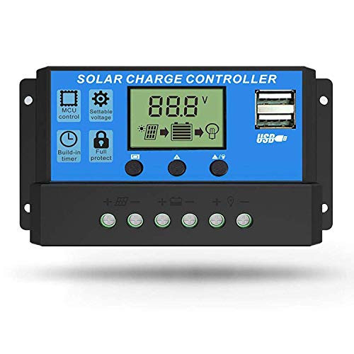 Linkhood Solar Charge Controller Dual USB Port Solar Panel Battery Intelligent Regulator Multi-Function Adjustable LCD Display Street Light Controller  30A