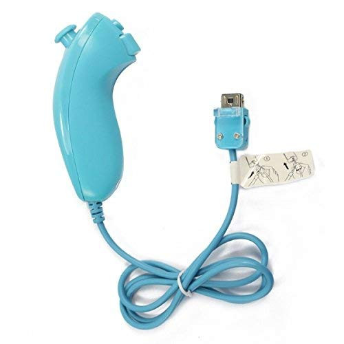 OSTENT Motion Based Wired Nunchuck Controller Compatible for Nintendo Wii Console Video Game Color Blue