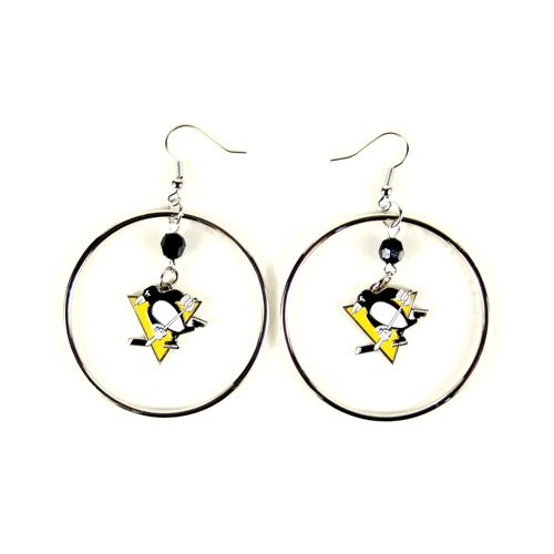 NHL Pittsburgh Penguins Color Bead Hoop Earrings