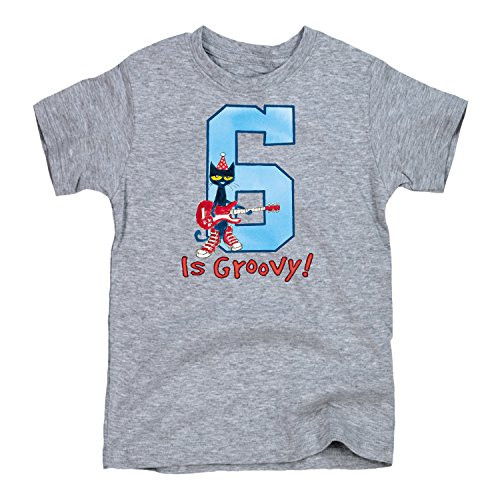 Pete the Cat 6th Birthday Boys-Youth Short Sleeve TEE-S Athletic Heather