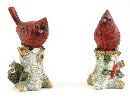 Gerson Winter Cardinals on Stump Holiday Figurines - Set of 2